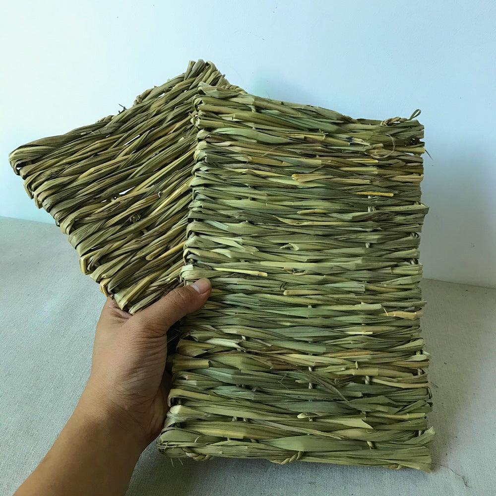 3 Pack Natural Wood Rabbit Bunny Mat Toy Bed For Small Animals Like Guinea Pig And Parrot - Durable And Cozy Straw Mat Set