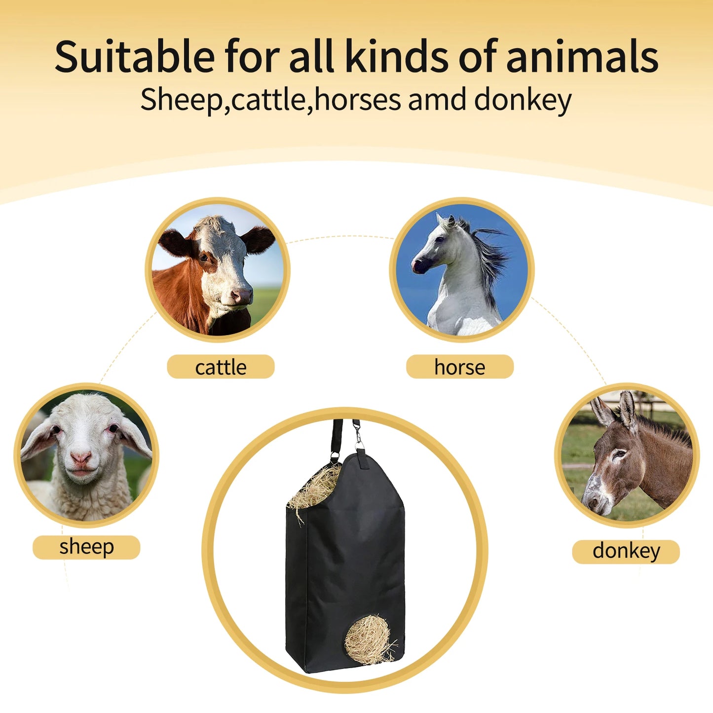 Large Capacity Hay Storage Bag Outdoor Slow Feeding Horse Hay Bag Stable Portable Feeding Storage Tool Horse Care Products