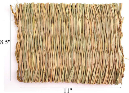 3 Pack Natural Wood Rabbit Bunny Mat Toy Bed For Small Animals Like Guinea Pig And Parrot - Durable And Cozy Straw Mat Set