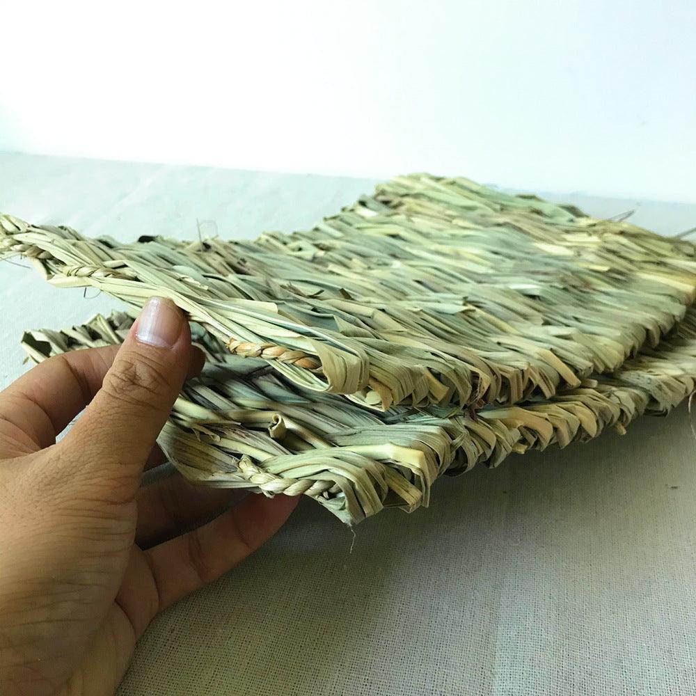 3 Pack Natural Wood Rabbit Bunny Mat Toy Bed For Small Animals Like Guinea Pig And Parrot - Durable And Cozy Straw Mat Set