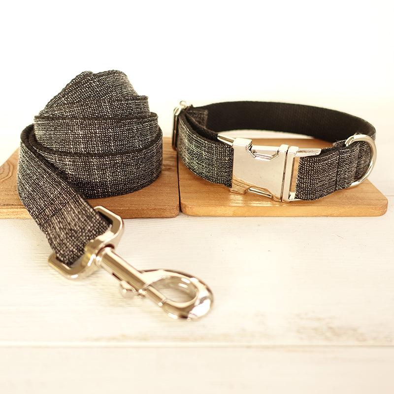 Thicken Soft Dog Collar Set - Elegant Black With Light Gold Accents