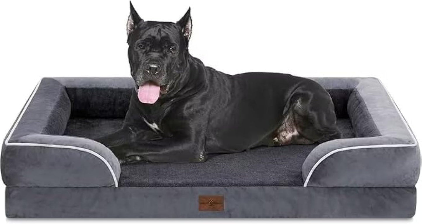 Waterproof Orthopedic Foam Dog Beds, XXL Orthopedic Dog Bed for Extra Large Dogs, Washable Dog Sofa Bed with Removable Cover & Non-Slip Bottom(Xx-Large,Dark Grey)