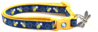 Fire Flies on Navy Cat Collar