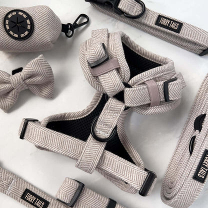 Dog Harness (Full Set) (Coco) – Dog Harness, Dog Collar, Dog Lead, Dog Poo Holder, Dog Bow Tie – by Furry Tails