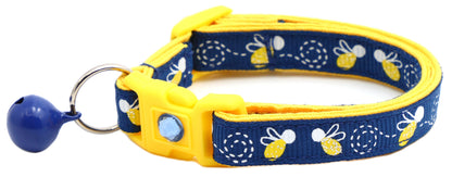 Fire Flies on Navy Cat Collar