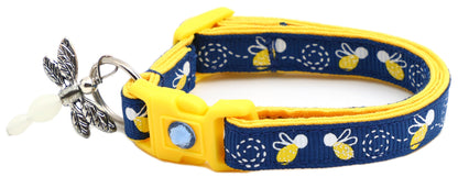 Fire Flies on Navy Cat Collar