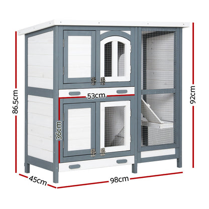 NNEDSZ Rabbit Hutch Large Chicken Coop Wooden House Run Cage Pet Bunny Guinea Pig
