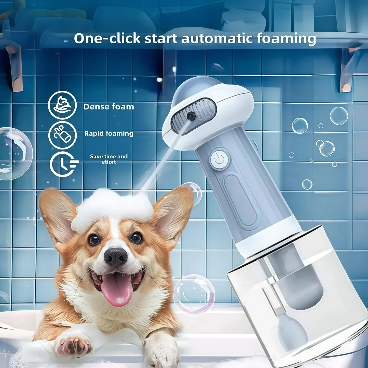 Automatic Dog Soap Dispenser Wireless USB Mute Dog Grooming Frother Cat Deeper Cleaning Bath Shampoo Foam Sprayer Pet Supplies