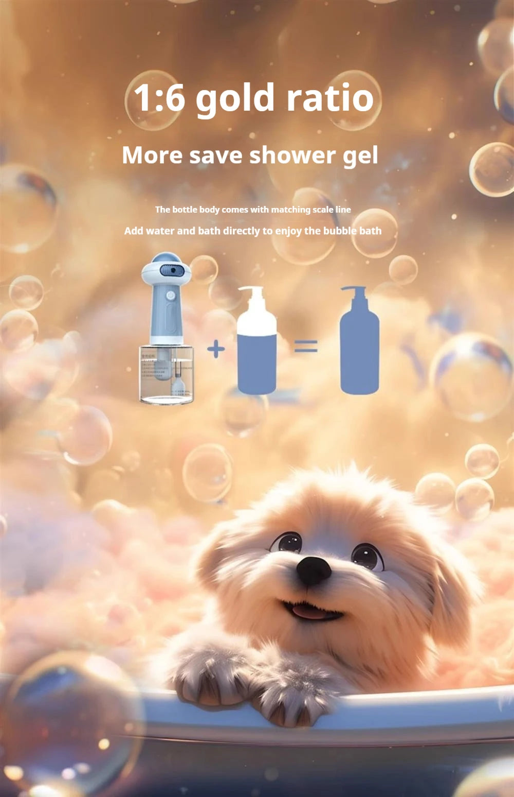 Automatic Dog Soap Dispenser Wireless USB Mute Dog Grooming Frother Cat Deeper Cleaning Bath Shampoo Foam Sprayer Pet Supplies