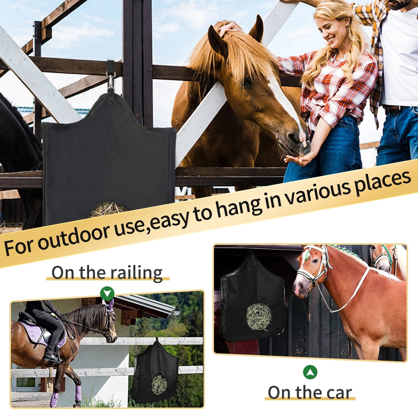 Large Capacity Hay Storage Bag Outdoor Slow Feeding Horse Hay Bag Stable Portable Feeding Storage Tool Horse Care Products