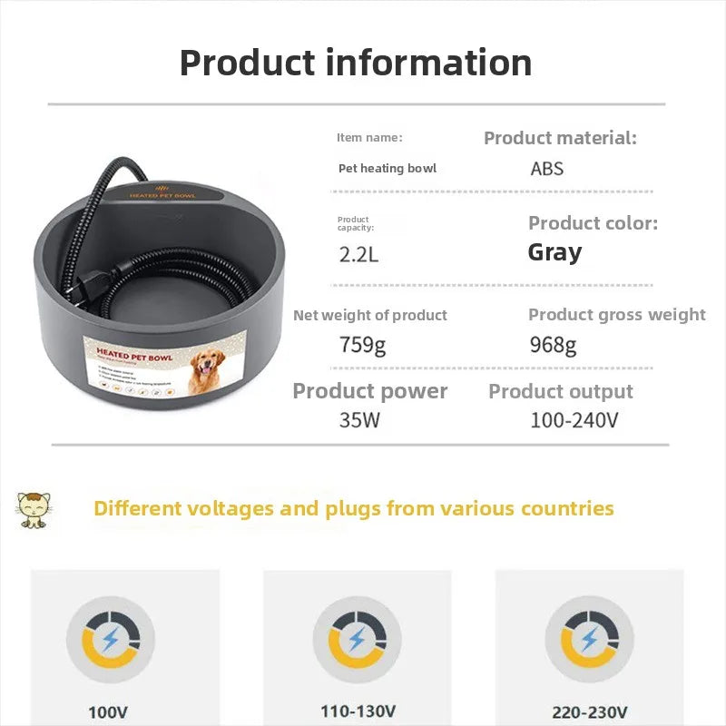 Pet Outdoor Indoor Heated Water Bowl Constant-temperature Water Dispensers Smart Dog Food Plate Pet Feeding Supplies Accessories