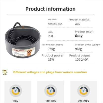 Pet Outdoor Indoor Heated Water Bowl Constant-temperature Water Dispensers Smart Dog Food Plate Pet Feeding Supplies Accessories