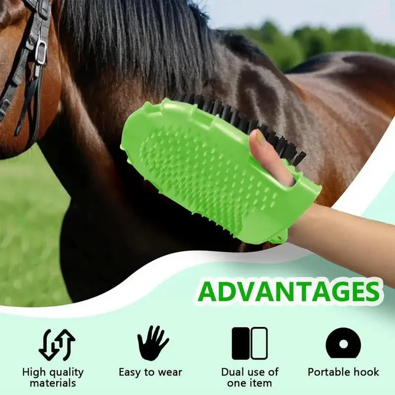 Horse Brushes for Scraper Care Double-Sided Animal Grooming Mitt Handheld Glove Brush Professional Horse Bathing Tools