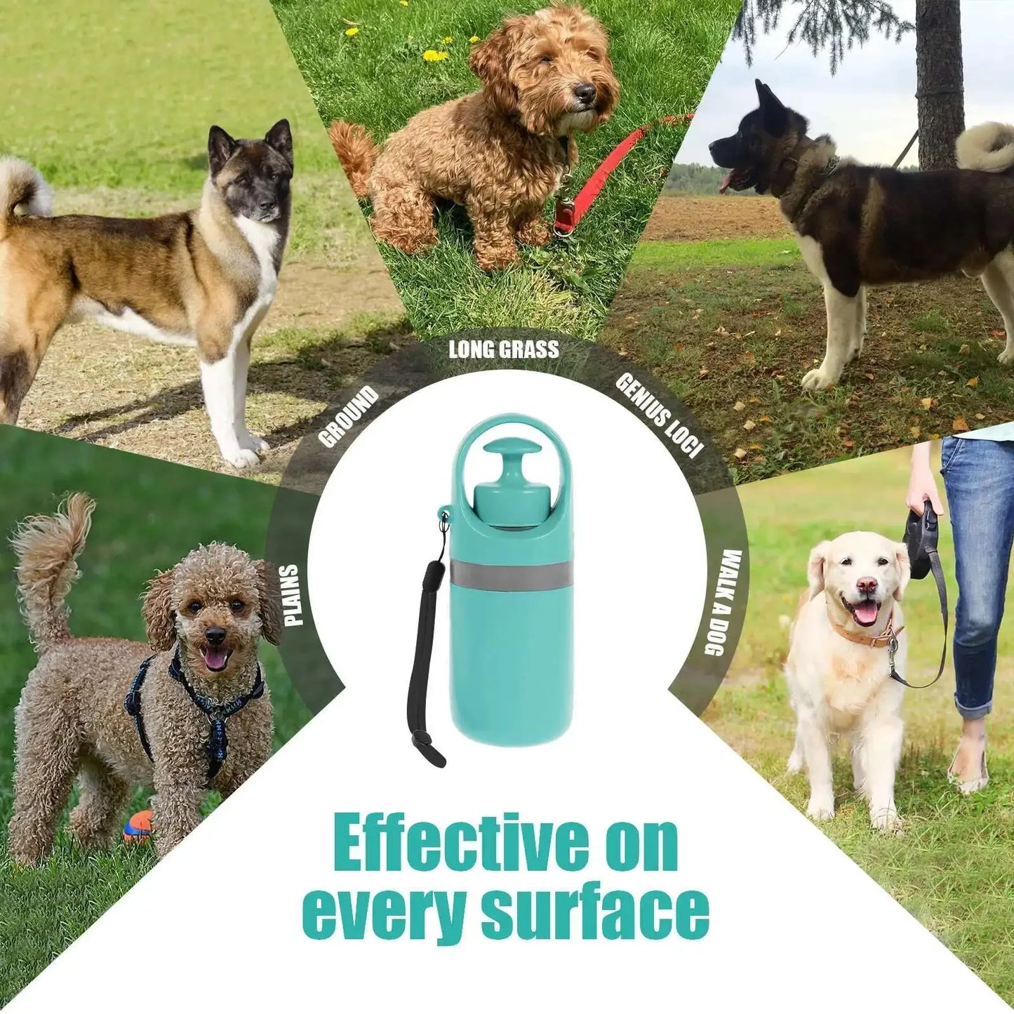 Portable Dog Pooper Scooper Outdoor Pet Waste Pick-up Cleaner Built-in Garbage Bag Handheld Pet Poop Grabber No Touch Design