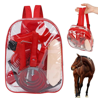 Horse Grooming Kit Horse Brushes for Grooming 10 Pcs Horse Cleaning Tool Set with Tote Bag Brush Supplies Equine Care Supplies