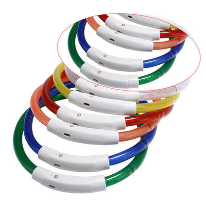 NNEDSZ Rechargeable Night LED Dog Collar USB Glow Flashing Light Up Pet Collars Safety-Red-Diameter Length-70cm