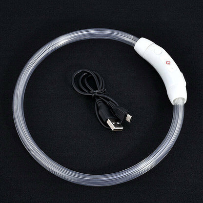 NNEDSZ Rechargeable Night LED Dog Collar USB Glow Flashing Light Up Pet Collars Safety-Red-Diameter Length-70cm