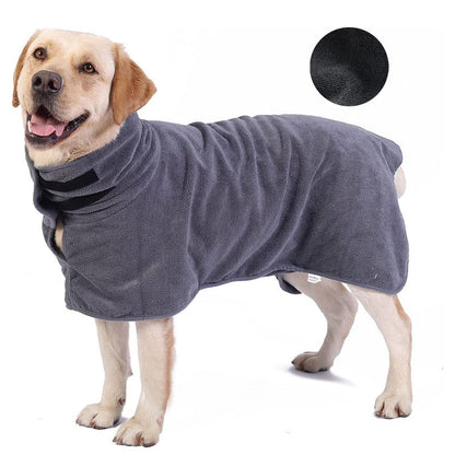 NNEDSZ L Grey Pet Dog Quick-Dry Bathrobe - Absorbent Towel Robe for Medium and Large Dogs