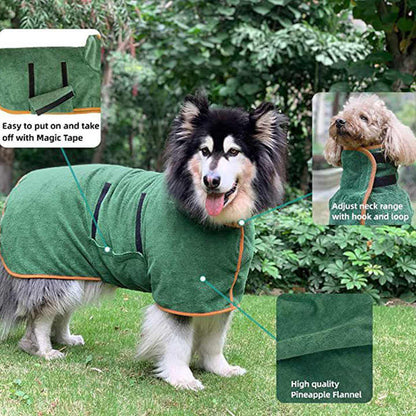 NNEDSZ L Grey Pet Dog Quick-Dry Bathrobe - Absorbent Towel Robe for Medium and Large Dogs