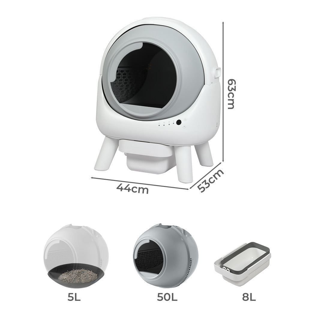 PaWz Smart Self Cleaning Cat Litter Box APP Control White