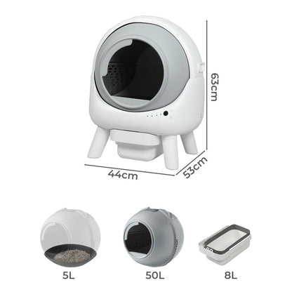 PaWz Smart Self Cleaning Cat Litter Box APP Control White