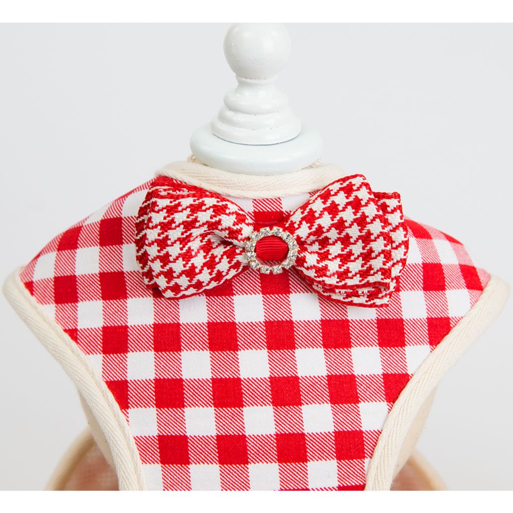 Red Bow Dog Harness (With Leash)