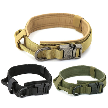 Tactical Dog Collar Adjustable Metal Buckle Dog Collars with Control Handle Training Pet Cat Dog Collar For Small Large Dogs